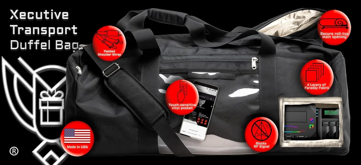 ~ Xecutive Transport Faraday Duffel Bag for Military Use ~ MOLLE System ~ Computer Towers and Other Large Electronics ~ Data Security for Executive Travel~ Tracking/Hacking Defense
