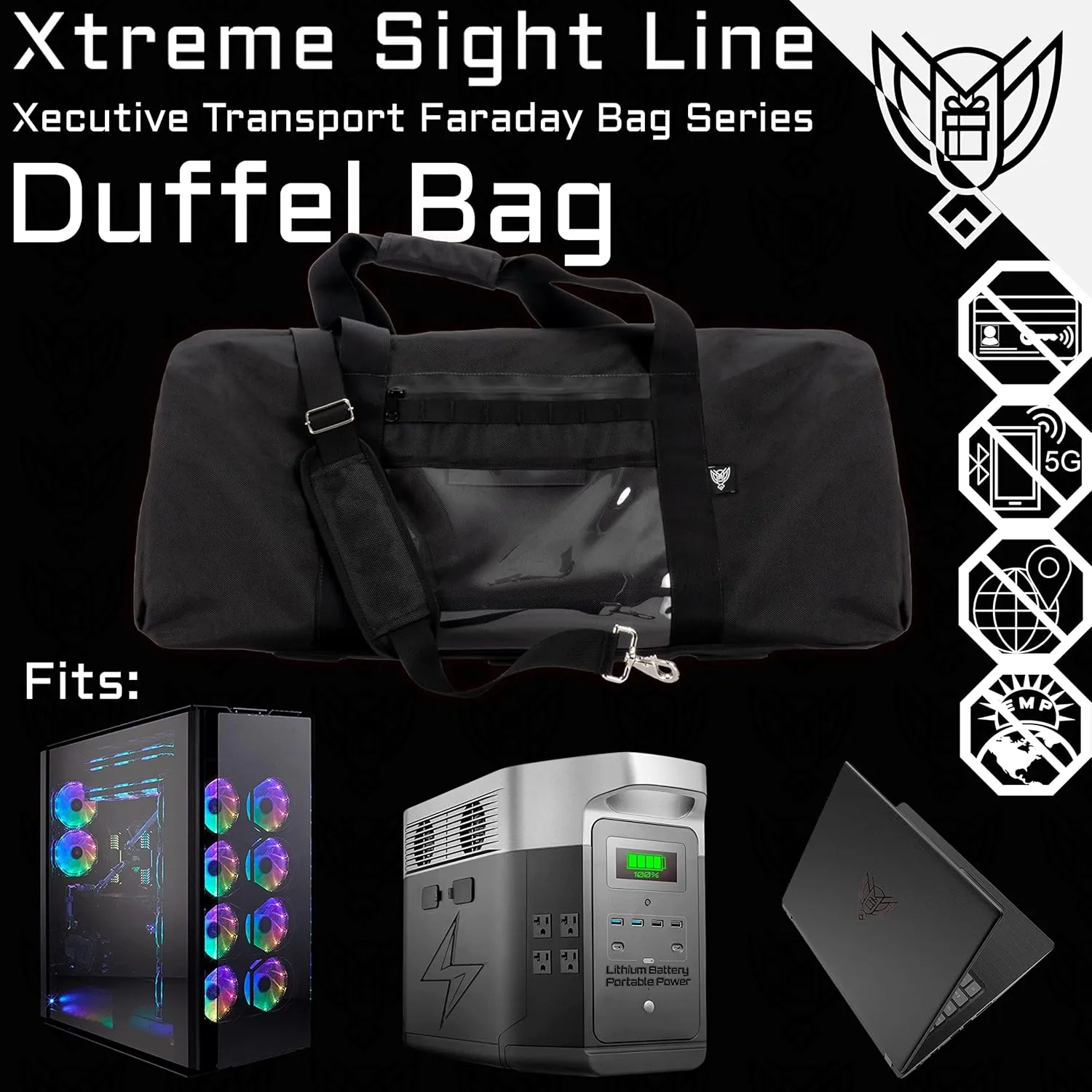 ~ Xecutive Transport Faraday Duffel Bag for Military Use ~ MOLLE System ~ Computer Towers and Other Large Electronics ~ Data Security for Executive Travel~ Tracking/Hacking Defense