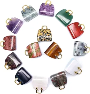 10 Pcs Crystal Handbag Sculpture Hand Carved Gemstone Healing Crystals Handbag Shaped Chakra Stones Crafts for Jewelry Making Home Decoration