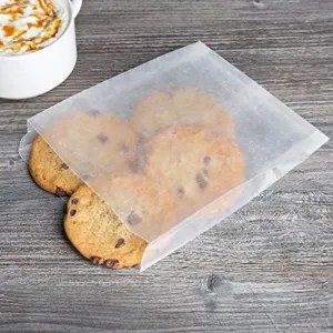 100 Pcs DECONY Waxed Paper Sandwich Bags- Glassine Style Grease Resistant, Wax Paper Bags & Cookie Sleeves Paper Treat Bags- White Paper Snack Bags for Bakery, Shop or Party- 6 x 7 x 3/4 Inches