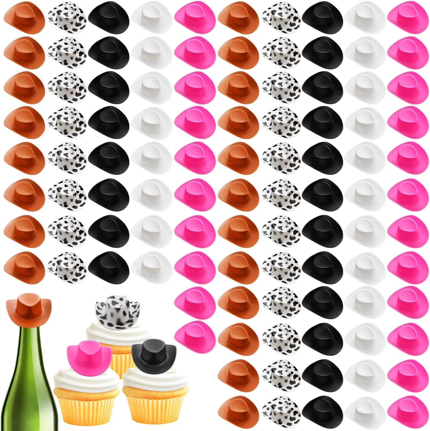100 Pcs Mini Cowboy Hat for Crafts Western Cowgirl Cute Miniature Hat for Party Accessories Toy Doll Dress up Play House Games