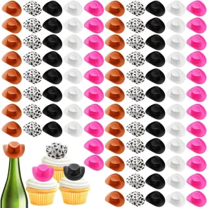 100 Pcs Mini Cowboy Hat for Crafts Western Cowgirl Cute Miniature Hat for Party Accessories Toy Doll Dress up Play House Games