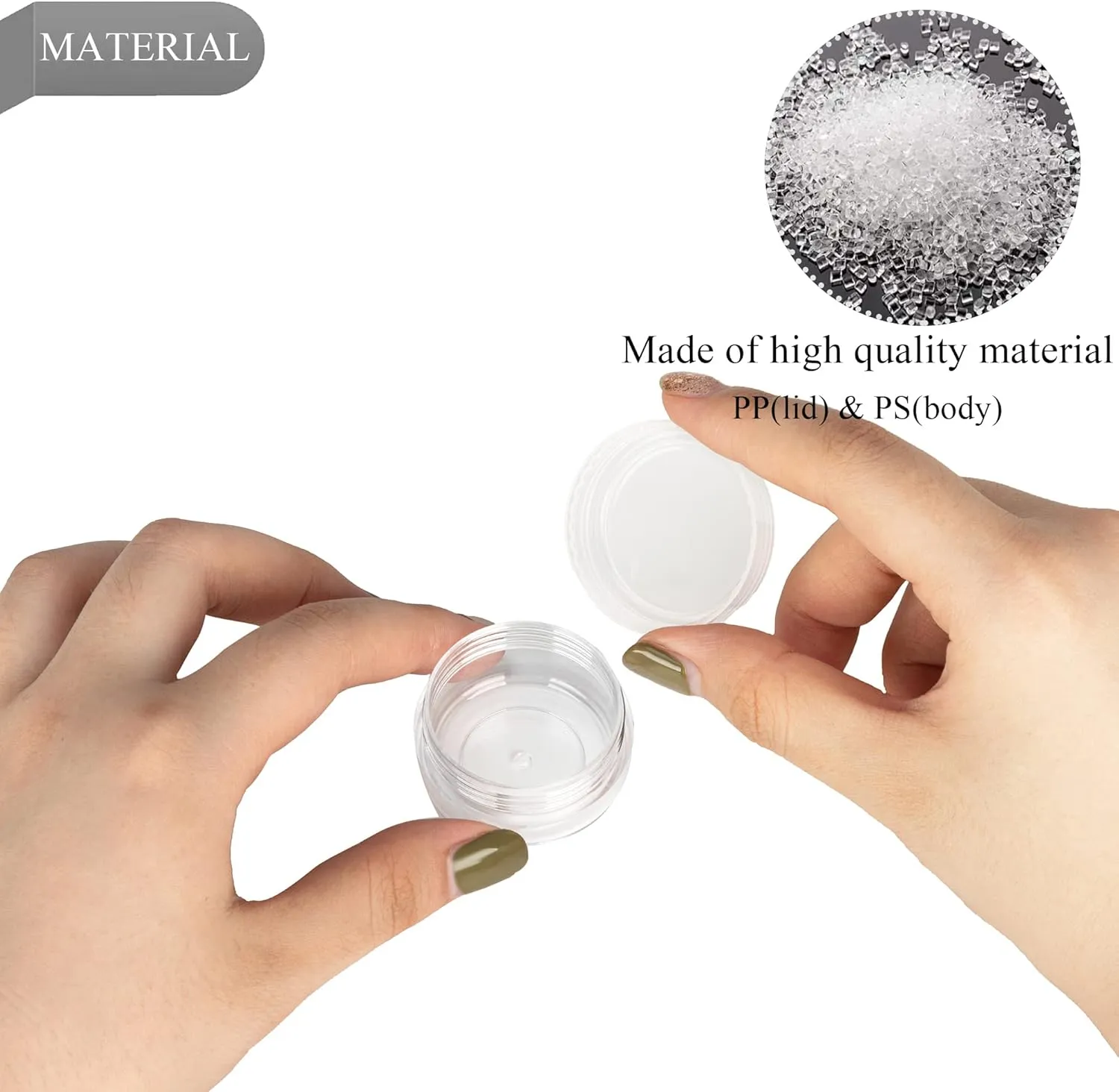 100PCS 10 Gram Sample Containers, 10ml Empty Jars with Lids, Small Cosmetic Containers, Mini Sample Jars with 8PCS Mini Spatulas for Make Up, Oils, Lotion, Powder, Paint, Jewelry, Lip Balms(Clear Lid)