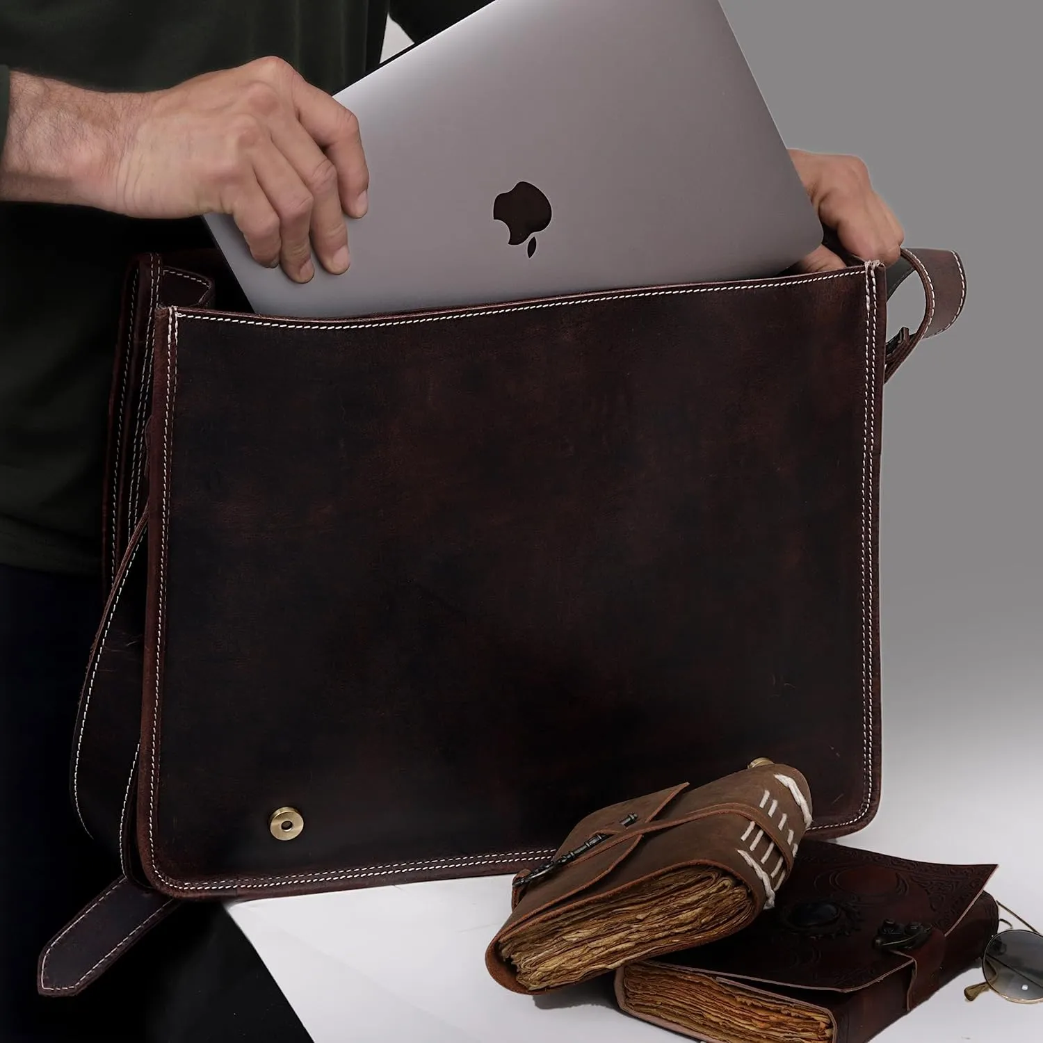11 inch Small Crossbody Shoulder Genuine Leather iPad/Tablet Vintage Messenger Bag For 10.5 inch iPad Pro for Women & Men
