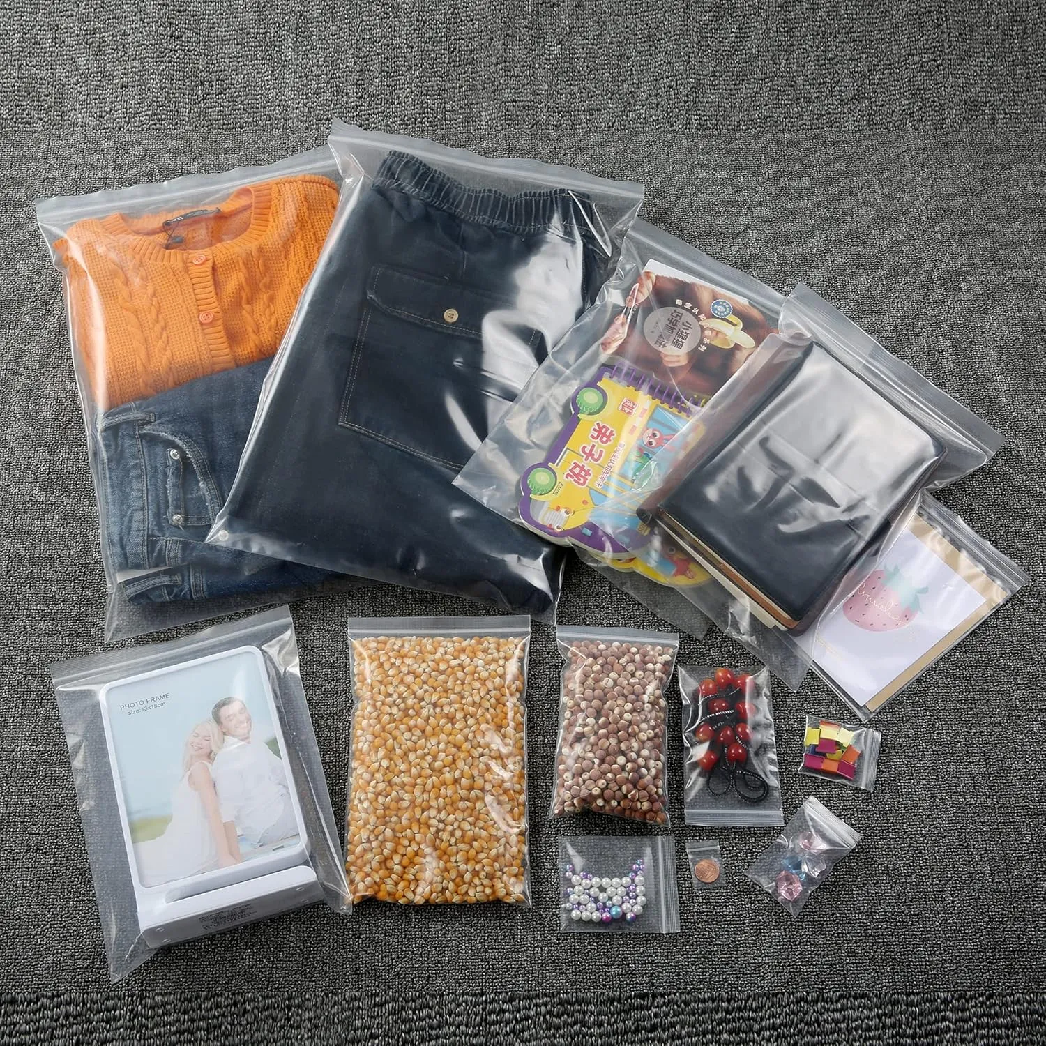 13" x 15" Thick 4 Mil Large 2 Gallon Plastic Bags Clear Resealable Zip Seal Lock Poly Bags Heavy-Duty Zipper Reclosable Baggies Packing Clothing Pants Shoes Toys 20 Pack
