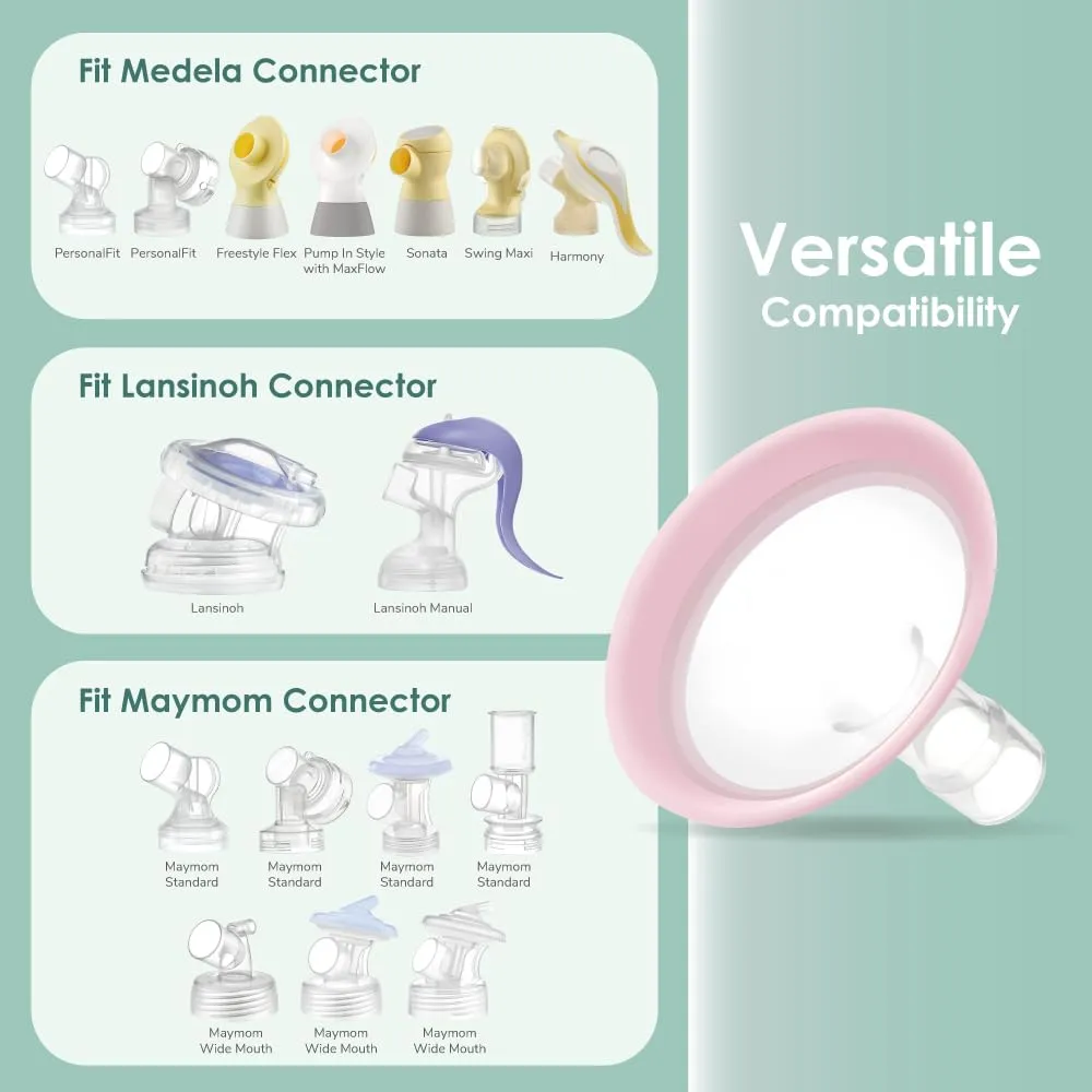 15mm Maymom MyFit Shields, Pano Series; Compatible with Medela Breast Pump- PersonalFit, Freestyle, Harmony, Maxi, Freestyle Flex Connector; Connect to Maymom Widemouth/Narrow Connector, 2pcs