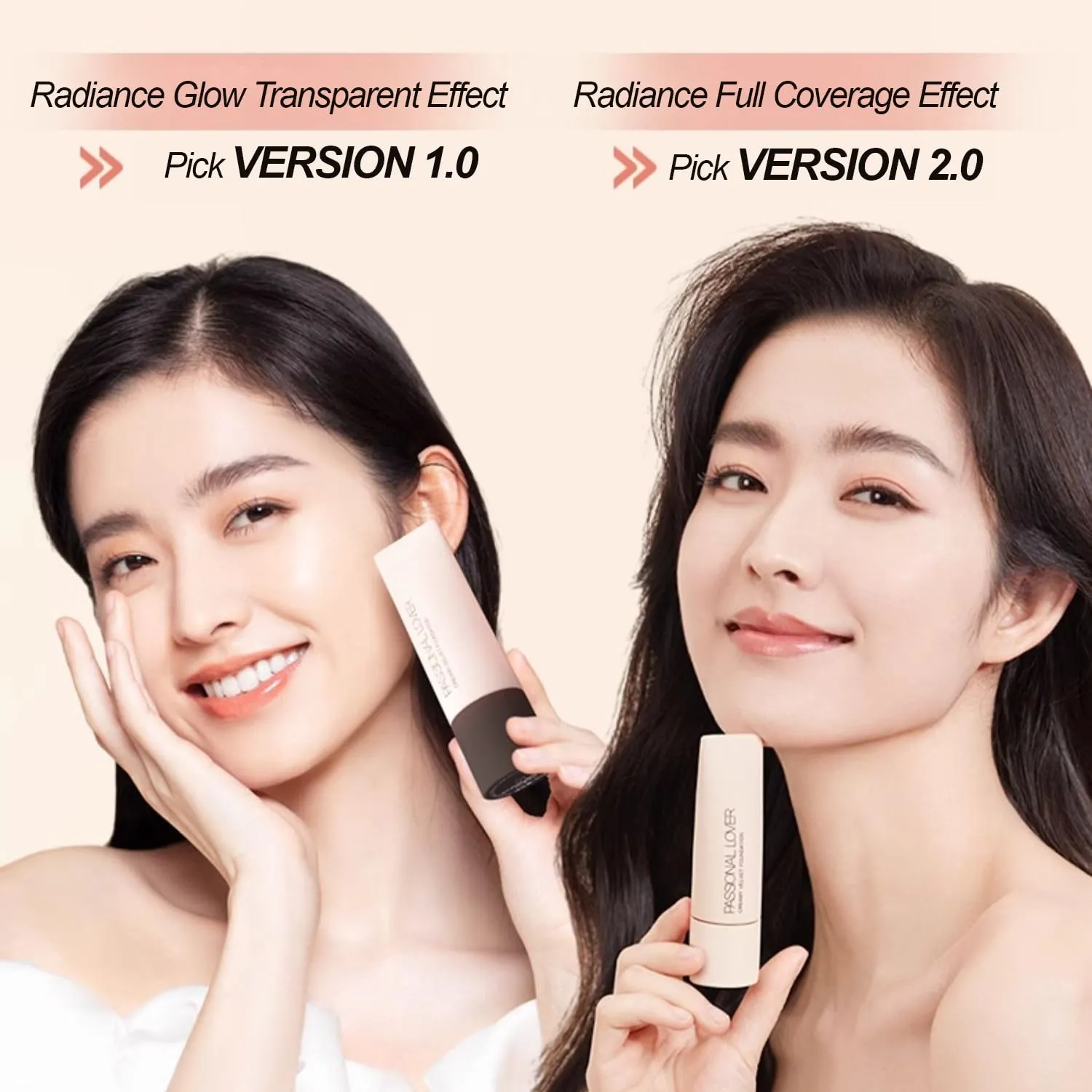 1PC PL Creamy Velvet Foundation Verion 1.0 / Version 2.0, Transparent/Full Coverage Foundation, Create Flawless Makeup Foundation For Dry & Dry Combination Skin (#02, 30g)