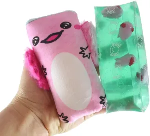 2 Different Jumbo Axolotl Animal - Plush and Water Filled Tube Snake Stress Toy - Squishy Slippery Wiggler Sensory Fidget Ball (Random Color)