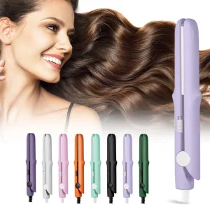 2-in-1 Mini Dual Purpose Curling Iron, 2025 New Mini Curling Wand & Flat Iron Hair Straightener, Portable Travel Curling Iron for All Hair Types (Light Purple)