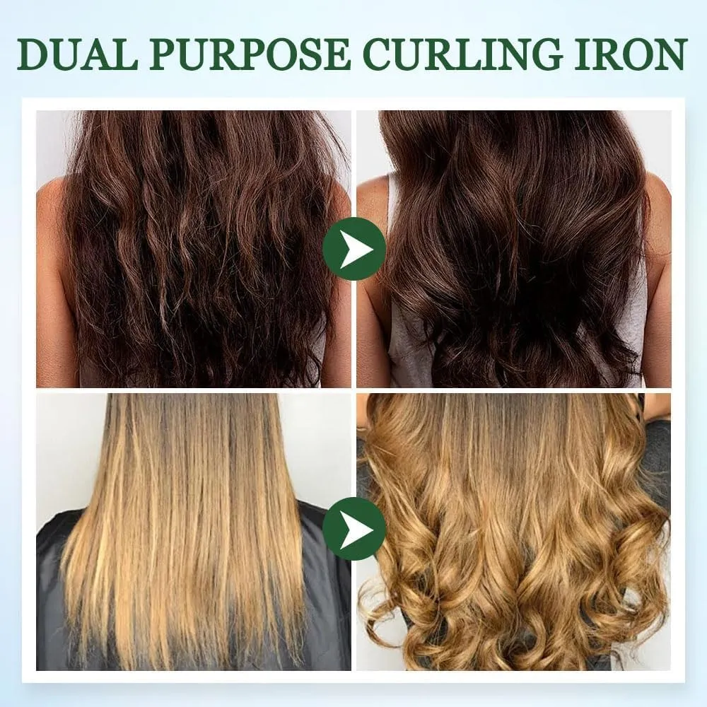 2-in-1 Mini Dual Purpose Curling Iron, 2025 New Mini Curling Wand & Flat Iron Hair Straightener, Portable Travel Curling Iron for All Hair Types (Light Purple)