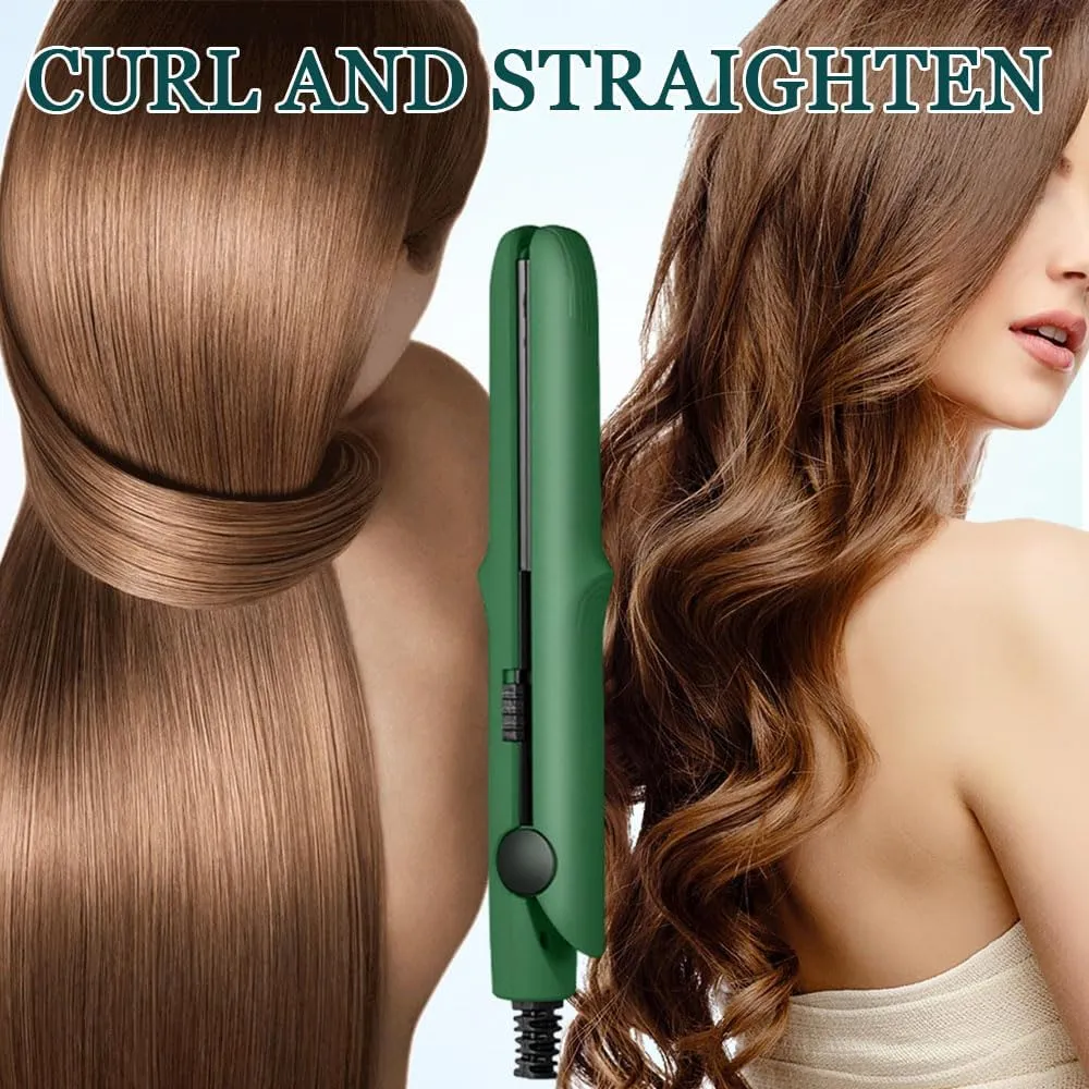 2-in-1 Mini Dual Purpose Curling Iron, 2025 New Mini Curling Wand & Flat Iron Hair Straightener, Portable Travel Curling Iron for All Hair Types (Light Purple)