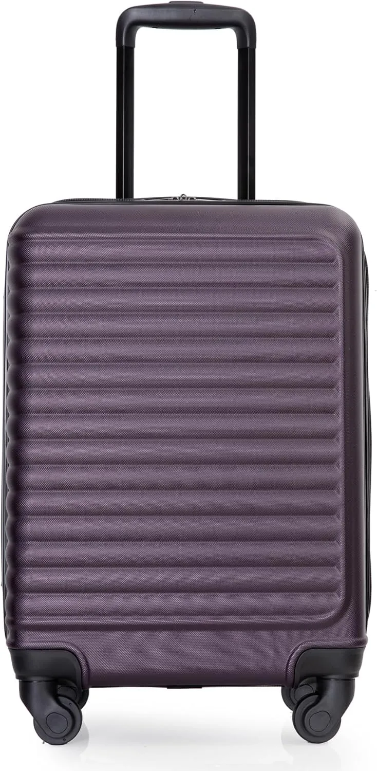 20-inch Lightweight Hardside Luggage, Carry-On 100% ABS Durable Suitcase with Spinner Wheels&Non-Woven Bag, Travel Suitcase with TSA Lock for Men and Women, Purple