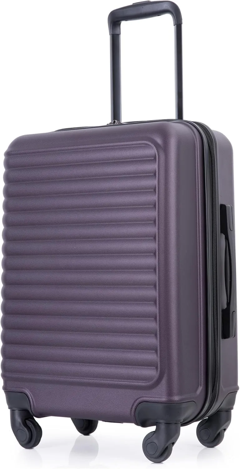 20-inch Lightweight Hardside Luggage, Carry-On 100% ABS Durable Suitcase with Spinner Wheels&Non-Woven Bag, Travel Suitcase with TSA Lock for Men and Women, Purple