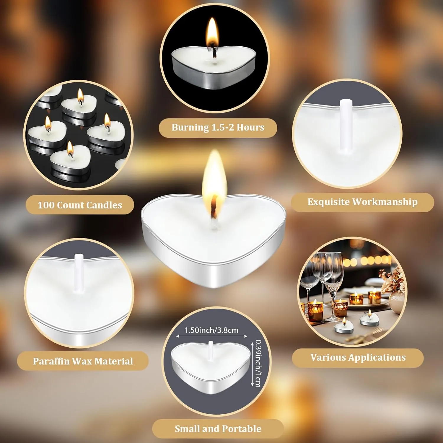 200 Sets Wedding Gifts for Guests Heart Shaped Candles Mini Candles Wedding Candle Gifts for Guests Thank You Cards and Organza Bags for Bridal Shower Party Favors