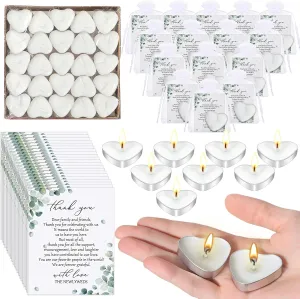 200 Sets Wedding Gifts for Guests Heart Shaped Candles Mini Candles Wedding Candle Gifts for Guests Thank You Cards and Organza Bags for Bridal Shower Party Favors