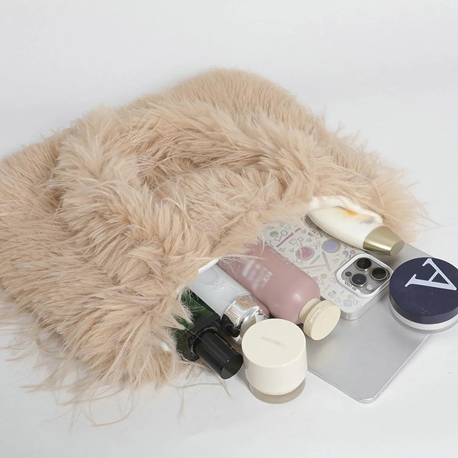 2024 Winter Plush Tote Bag Women Cozy Long Fur Shoulder Bag Soft Fuzzy Tote Fall Winter Purse Magnetic Multiple Colors