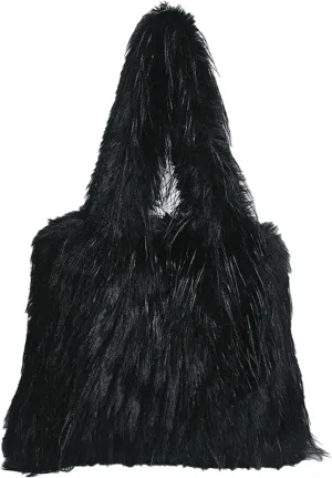 2024 Winter Plush Tote Bag Women Cozy Long Fur Shoulder Bag Soft Fuzzy Tote Fall Winter Purse Magnetic Multiple Colors
