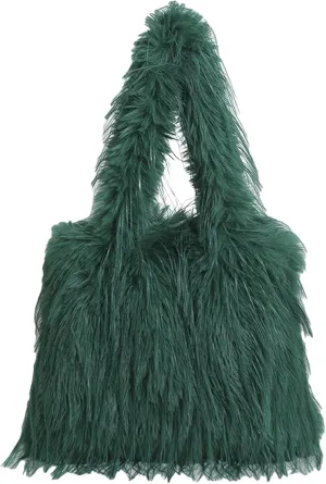 2024 Winter Plush Tote Bag Women Cozy Long Fur Shoulder Bag Soft Fuzzy Tote Fall Winter Purse Magnetic Multiple Colors