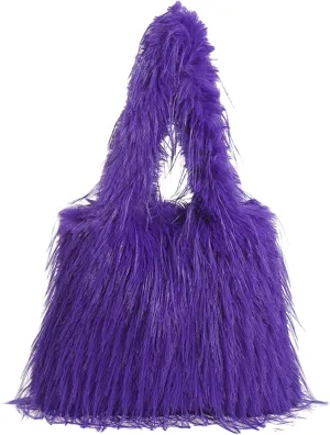 2024 Winter Plush Tote Bag Women Cozy Long Fur Shoulder Bag Soft Fuzzy Tote Fall Winter Purse Magnetic Multiple Colors