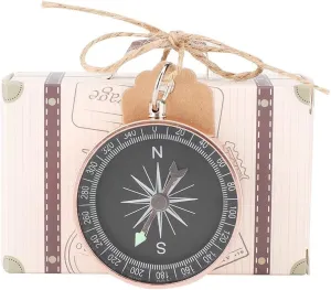 20PCS Travel Suitcase Favor Box Party Favor Candy Box, Bags Suitcase Candy Boxes Vintage Kraft Paper with Tags and Burlap Twine for Travel Themed Party Wedding Decorations, Rose Gold