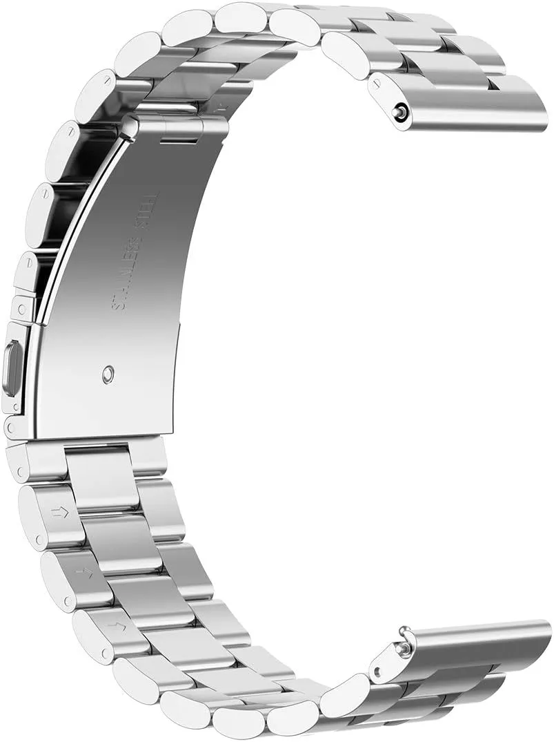 22MM Metal Watch Band Compatible with Amazfit GTR 4/GTR 3/GTR 3 Pro/Bip 5/GTR 2 Bands for Women Men Mesh Stainless Steel Replacement Band Bracelet Straps Wristband Smartwatch Accessory (Black&Silver)