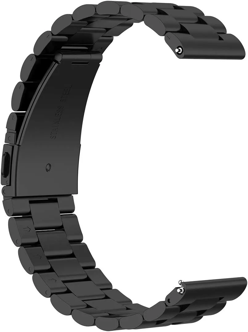 22MM Metal Watch Band Compatible with Amazfit GTR 4/GTR 3/GTR 3 Pro/Bip 5/GTR 2 Bands for Women Men Mesh Stainless Steel Replacement Band Bracelet Straps Wristband Smartwatch Accessory (Black&Silver)