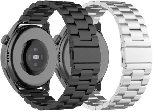 22MM Metal Watch Band Compatible with Amazfit GTR 4/GTR 3/GTR 3 Pro/Bip 5/GTR 2 Bands for Women Men Mesh Stainless Steel Replacement Band Bracelet Straps Wristband Smartwatch Accessory (Black&Silver)