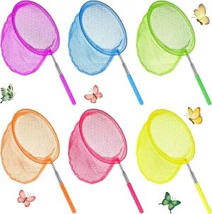 24 Pcs Kids Telescopic Butterfly Fishing Nets Insect Net Bug Net Insect Catching Nets Outdoor Tools for Catching Butterfly Insects Bug Fish Ladybird Nets, Extendable from 15 Inch to 34 Inch (Colorful)