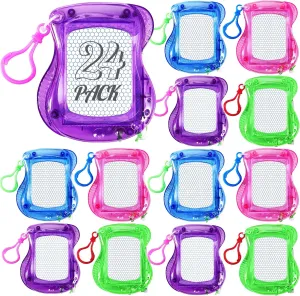 24Pcs Mini Magnetic Drawing Board for Kids,Magnetic Doodle Board with Backpack Keychain Clip,Mini Erasable Doodle Board for Birthday Party Favor Classroom Supply and Goodie Bag Filler(4 Colors)