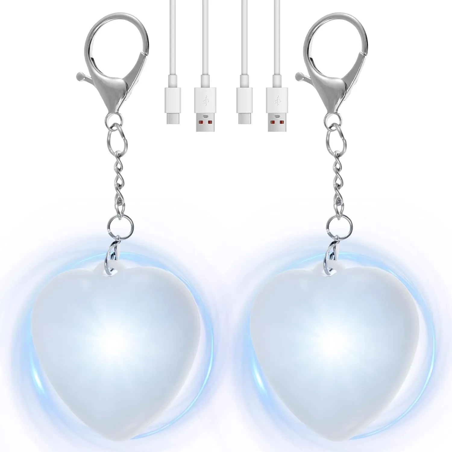 2Pcs Purse Glow Heart Light, LED Handbag Light Sensor Activated Switching Automatic Lamp, Mini Touch Purse LED Lamp for Women (Heart)