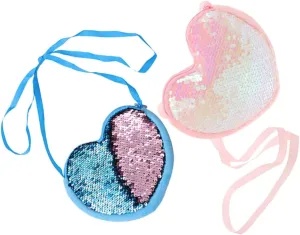 2pcs Women Girls Kids Cute Heart Shaped Shining Bag Rainbow Crossbody Purse Small Coin Purse Wallet Bag