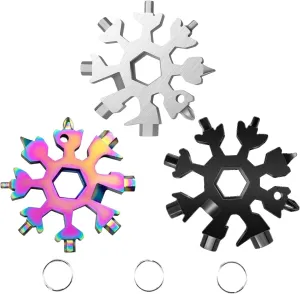 3 Pack Snowflake Multi Tool, Snowflake Wrench/Bottle Opener/Screwdriver Kit, Stainless Steel Portable Star Tool, Mini Durable And Portable