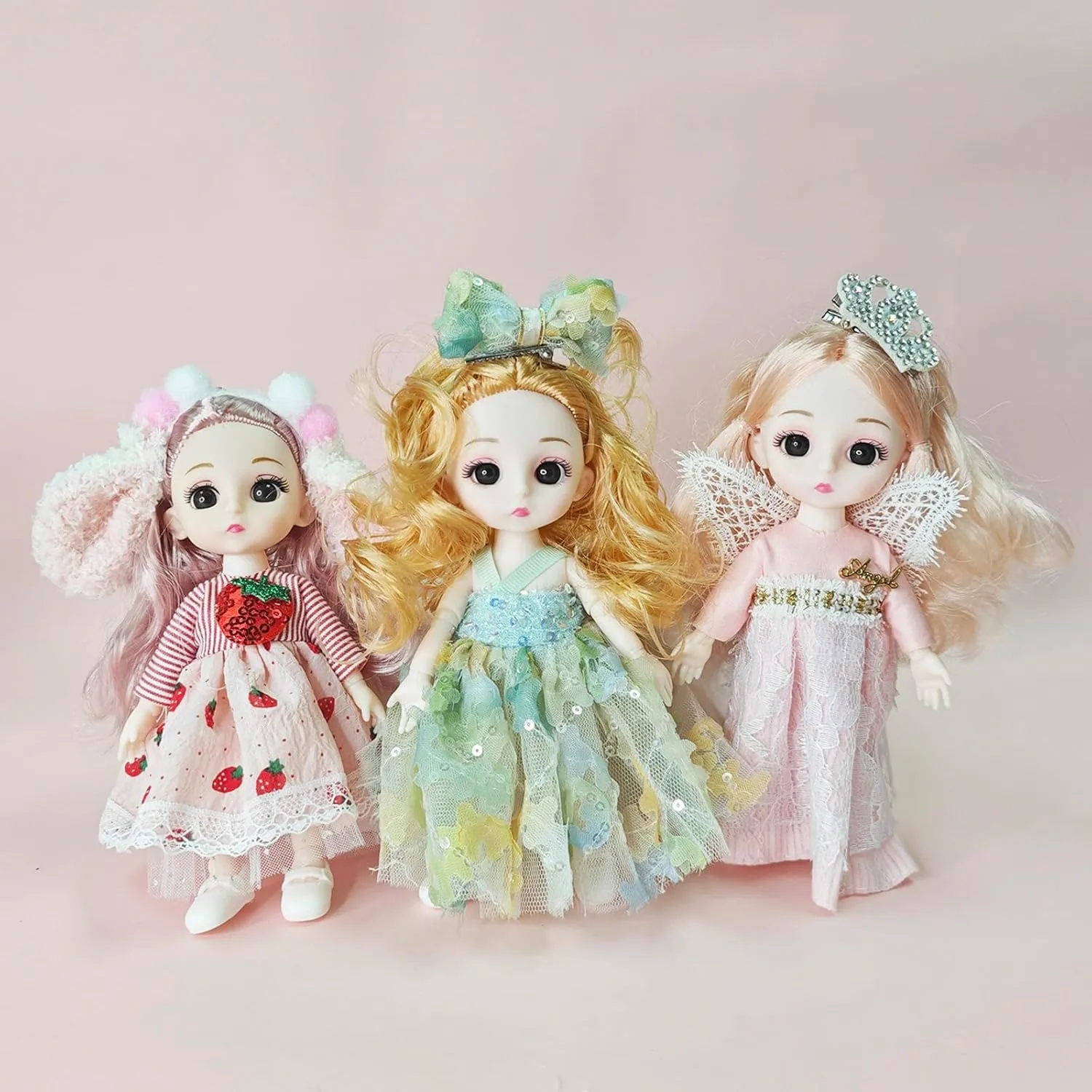 3 Pcs 6 Inch Princess Girl Mini Dolls, Small Princess Dolls, Little Girl Miniature Dolls for 3  Year Old Girls