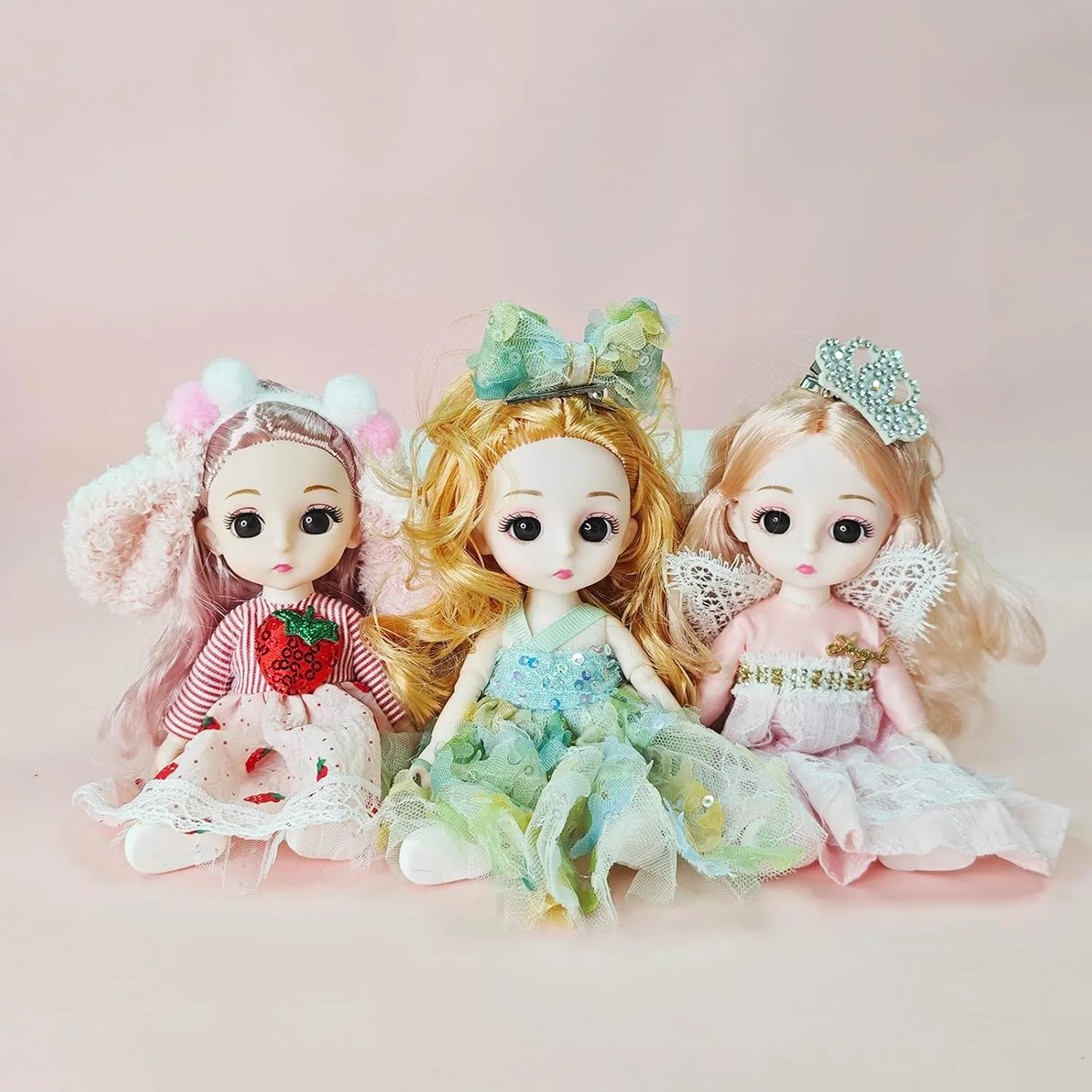 3 Pcs 6 Inch Princess Girl Mini Dolls, Small Princess Dolls, Little Girl Miniature Dolls for 3  Year Old Girls
