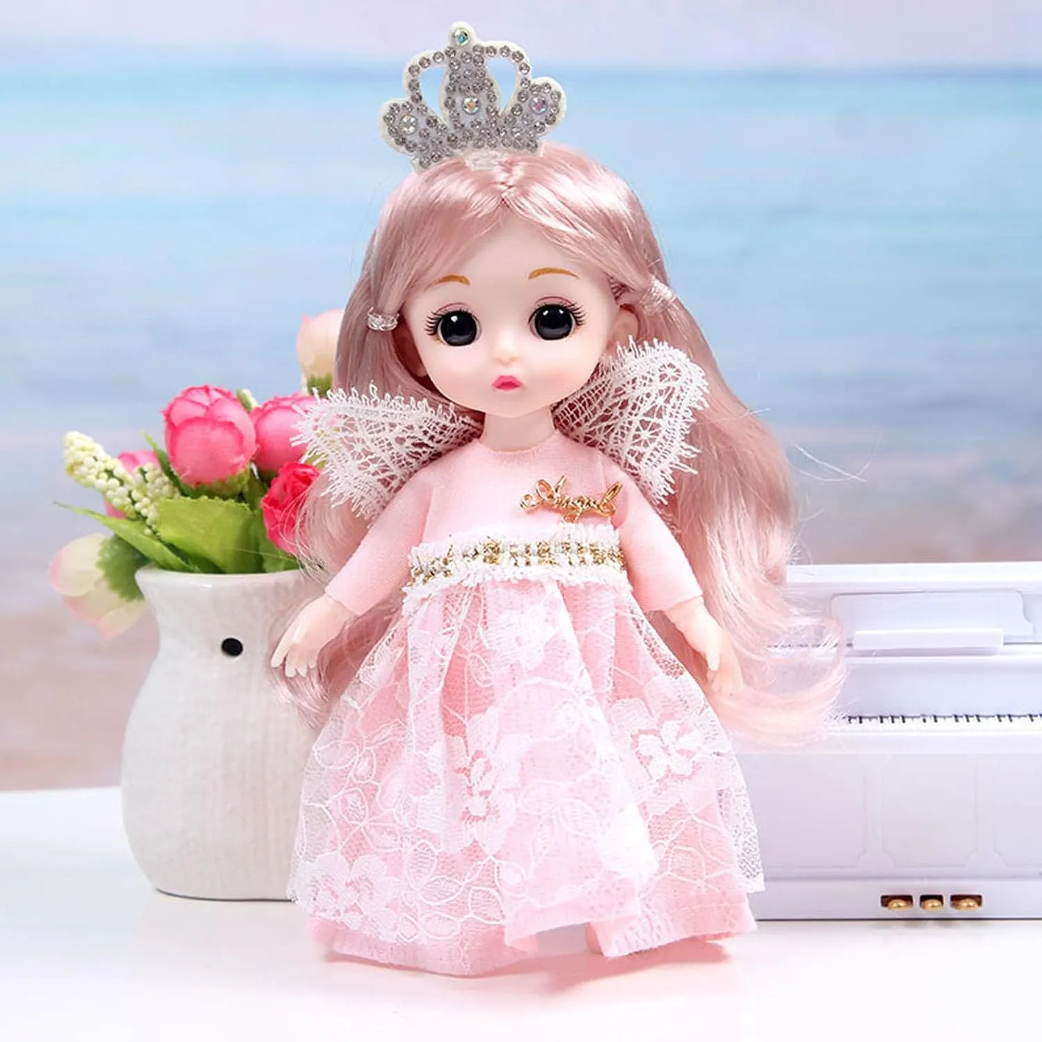 3 Pcs 6 Inch Princess Girl Mini Dolls, Small Princess Dolls, Little Girl Miniature Dolls for 3  Year Old Girls
