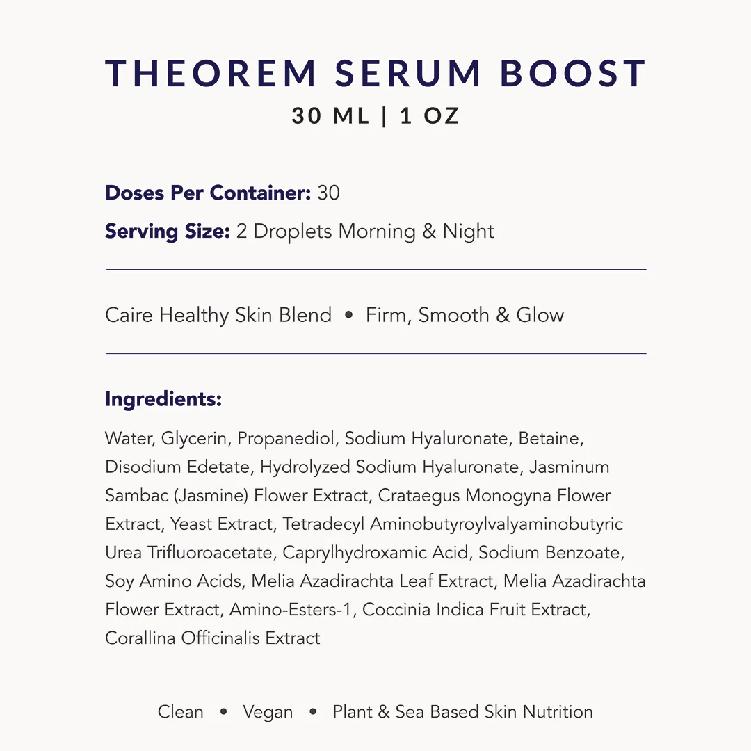30 Day Trio: Theorem Serum Boost 30mL | 1oz   Mask 40 mL | 1.35oz   Grown Up Moisturizer 15 mL | 0.5oz