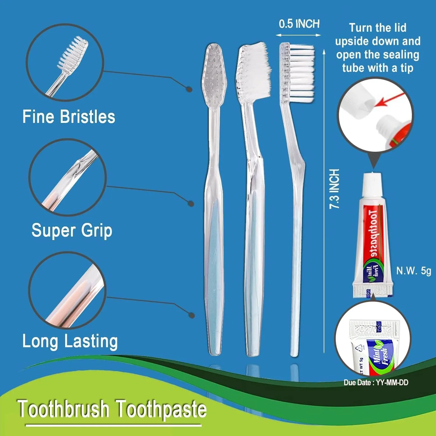30 Pack Disposable Toothbrushes with Toothpaste, Individually Wrapped Disposable Toothbrushes Bulk Toothbrushes Soft Bristle Manual Disposable Travel Toothbrush Kit