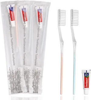 30 Pack Disposable Toothbrushes with Toothpaste, Individually Wrapped Disposable Toothbrushes Bulk Toothbrushes Soft Bristle Manual Disposable Travel Toothbrush Kit
