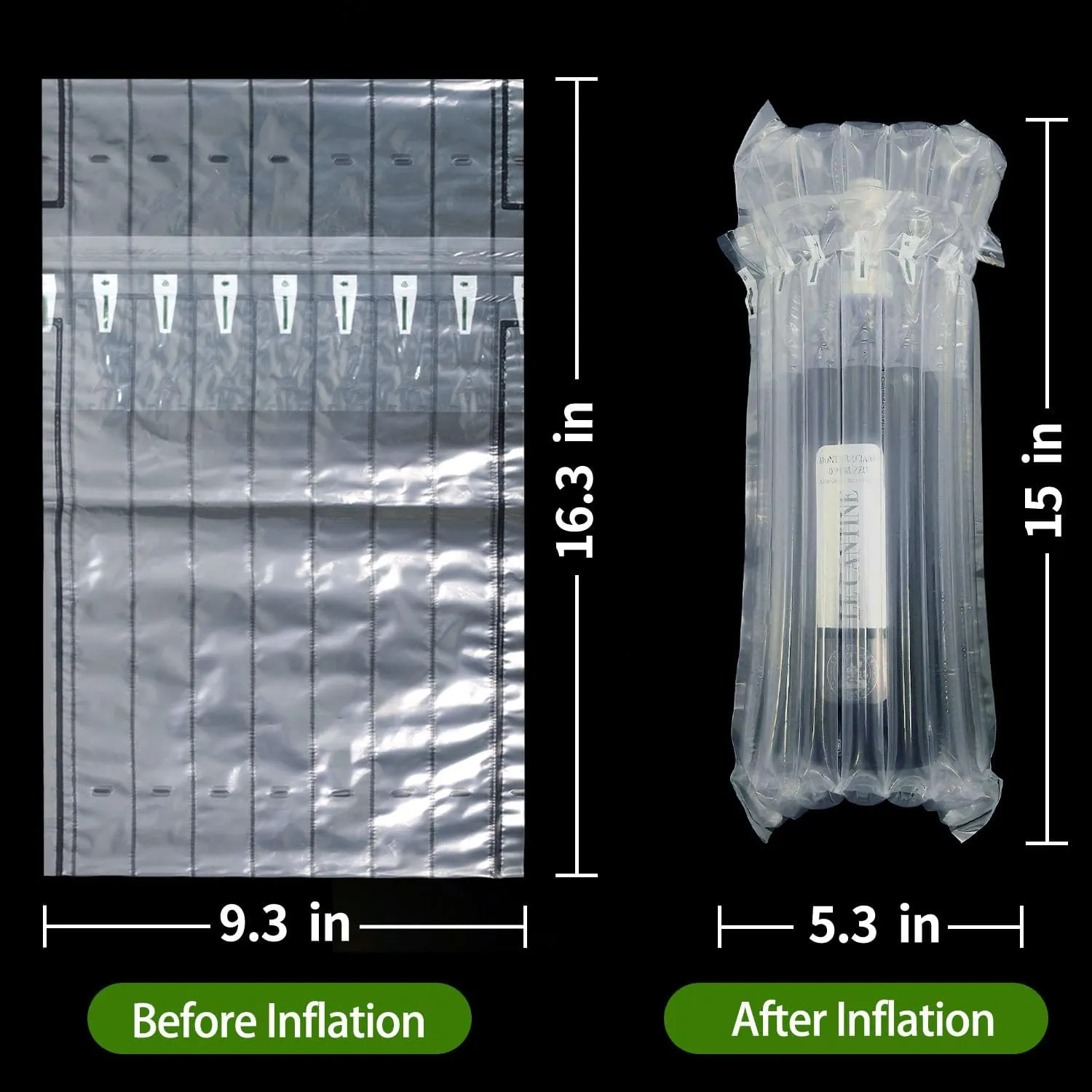 32 Pcs Wine Bottle Travel Protector Bags, Monkkino Inflatable Bubble Cushion Wrap, Safety Choice for Glass Bottles in Transport with Luggage, Air Filled Packaging Sleeves with Reusable Pump (32 Pcs)
