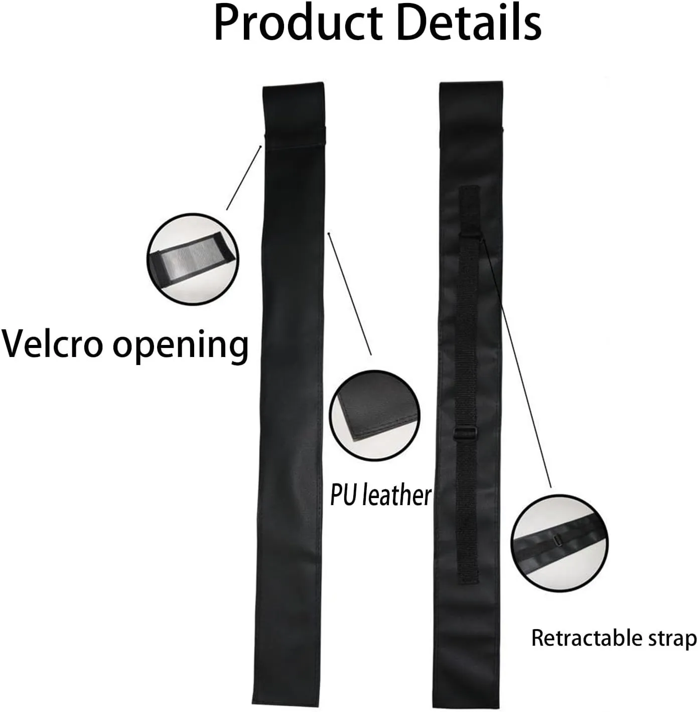 3/4 Pool Cue Bag, Can Hold 4 Cue Heads and 2 Cue Shafts, Adjustable Shoulder Strap, for Pool Lovers