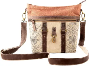 3B Upcycled canvas shoulder bag for women crossbody purses, Leather purse Travel bag, Side Handbag weekend Hobo bag- 2 Straps