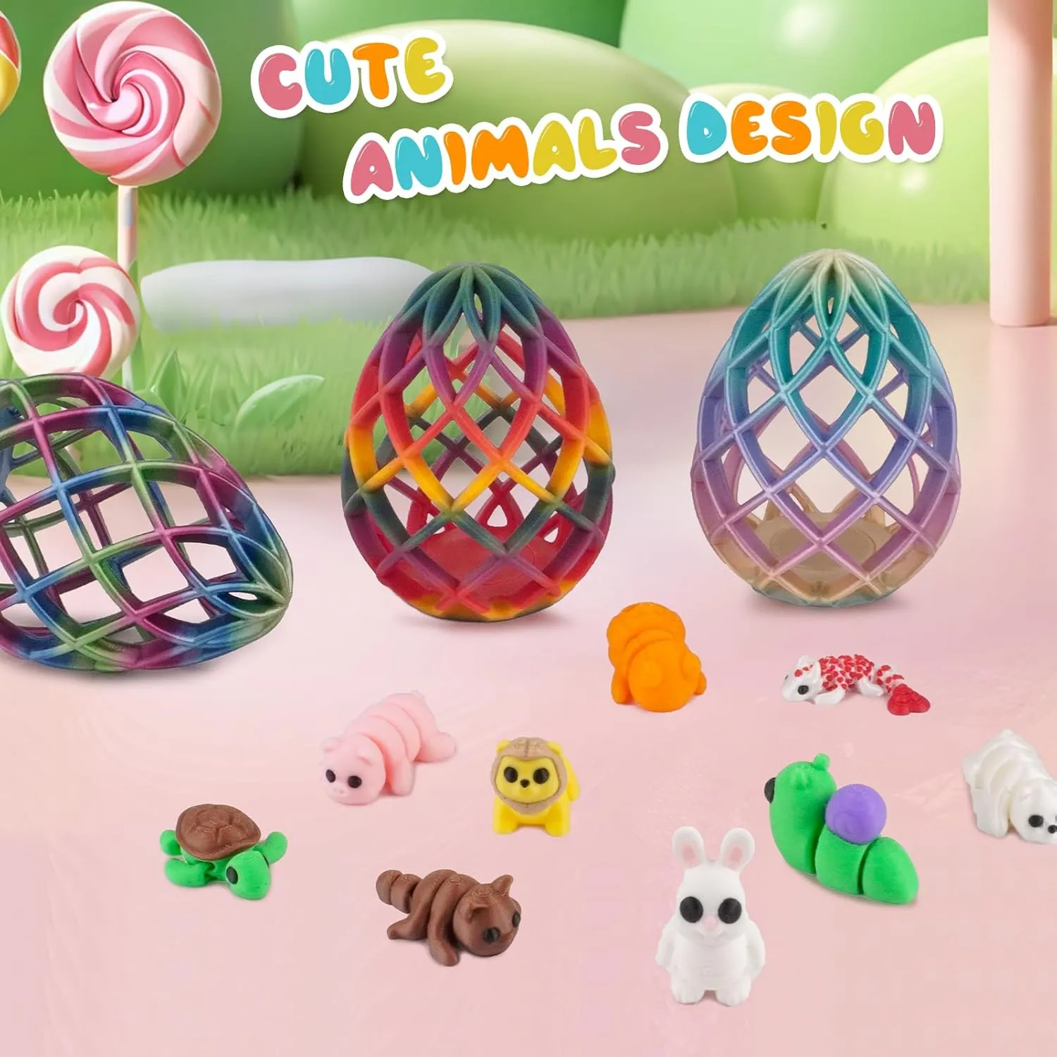 3D Printed Easter Magic Egg – Hollow 3D Printed Egg with 9 Cute Mini Animal Figures – Unique 3D Printed Easter Gift and Decor – Fun Miniature 3D Printed Animals Inside (Twilight Hatchling, 9)