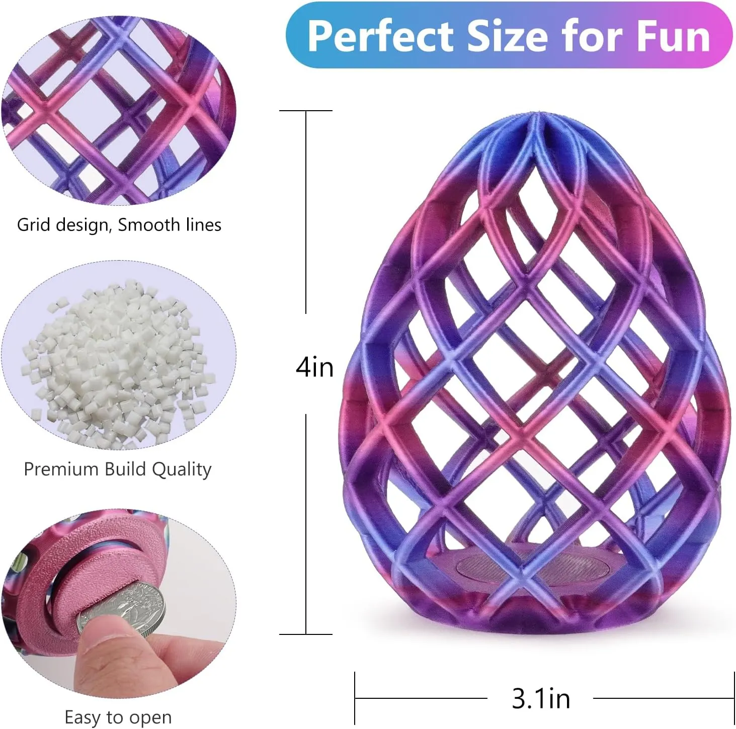 3D Printed Easter Magic Egg – Hollow 3D Printed Egg with 9 Cute Mini Animal Figures – Unique 3D Printed Easter Gift and Decor – Fun Miniature 3D Printed Animals Inside (Twilight Hatchling, 9)