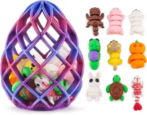 3D Printed Easter Magic Egg – Hollow 3D Printed Egg with 9 Cute Mini Animal Figures – Unique 3D Printed Easter Gift and Decor – Fun Miniature 3D Printed Animals Inside (Twilight Hatchling, 9)