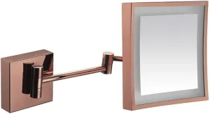 3X LED Wall Mounted Makeup Mirror, Stainless Steel Magnifying Wall Bathroom Mirror Touch Screen, 360 Degree Swivel Rotation, 8 Inches, Square, for Bathroom ( Color : Rose Gold , Size : Hardwired )