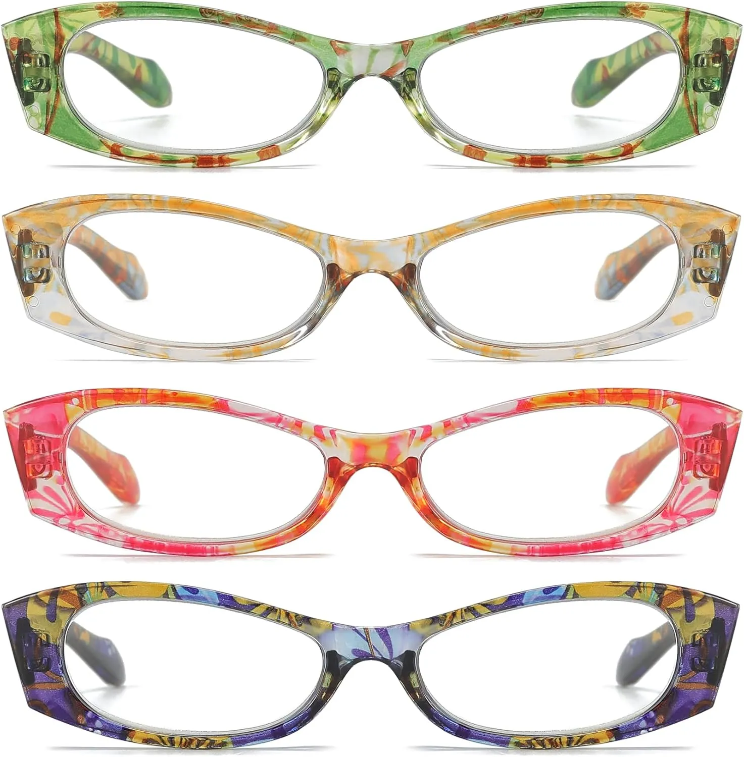 4 Pack Reading Glasses for Women Blue Light Blocking with Spring Hinge,Anti Eyestrain/UV Computer Reader Glasses Eyeglass