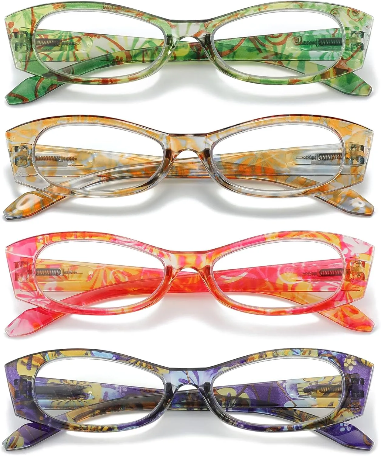 4 Pack Reading Glasses for Women Blue Light Blocking with Spring Hinge,Anti Eyestrain/UV Computer Reader Glasses Eyeglass