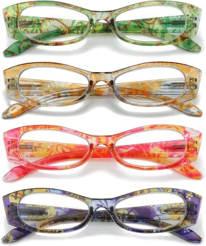 4 Pack Reading Glasses for Women Blue Light Blocking with Spring Hinge,Anti Eyestrain/UV Computer Reader Glasses Eyeglass