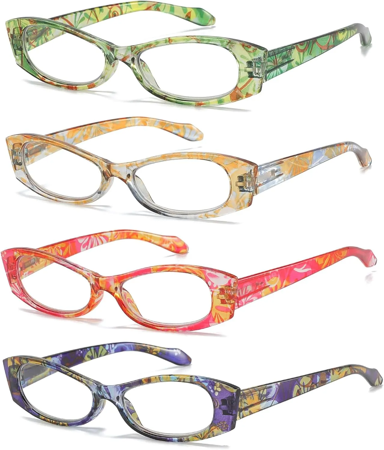 4 Pack Reading Glasses for Women Blue Light Blocking with Spring Hinge,Anti Eyestrain/UV Computer Reader Glasses Eyeglass