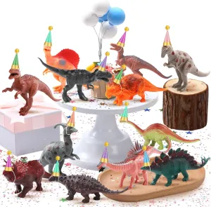 44 PC Dinosaur Birthday Party Decorations Cake Toppers Party Cake Topper Include 12 Dinosaur Figures 16 Hats with 16 Pom Poms
